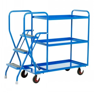 Mobile Steps Tray Trolley 3 Tread 3 Tier